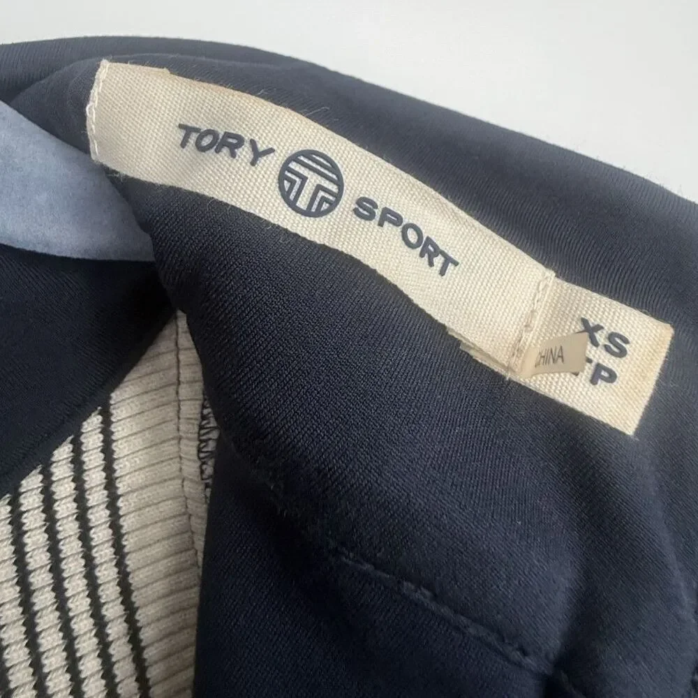Tory Burch Sport Pullover Navy 3/4 Zip Knit Long Sleeve XS